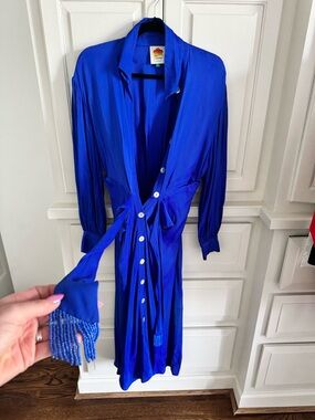 FARM Rio Cobalt Blue Maxi Shirt Dress